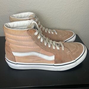 Vans Sk8 Hi High‎ Top Shoes Women's Sz 7 Pink Rose Smoke Suede Canvas